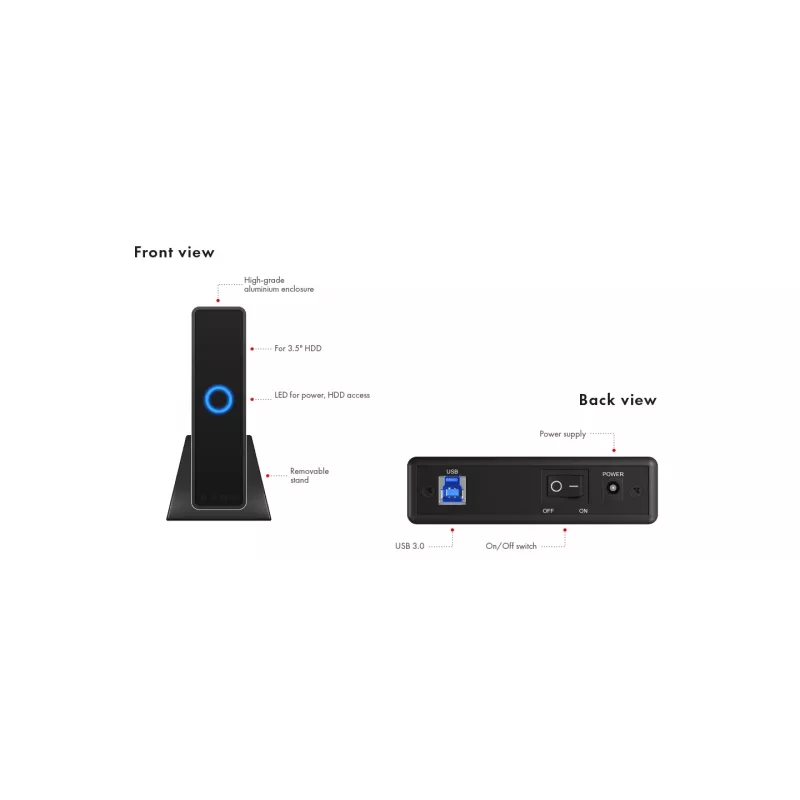 ICY BOX IB-377U3 HDD-Gehäuse Schwarz 3,5 Zoll