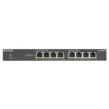NETGEAR GS308PP Unmanaged Gigabit Ethernet (10/100/1000) Power over Ethernet (PoE) Schwarz