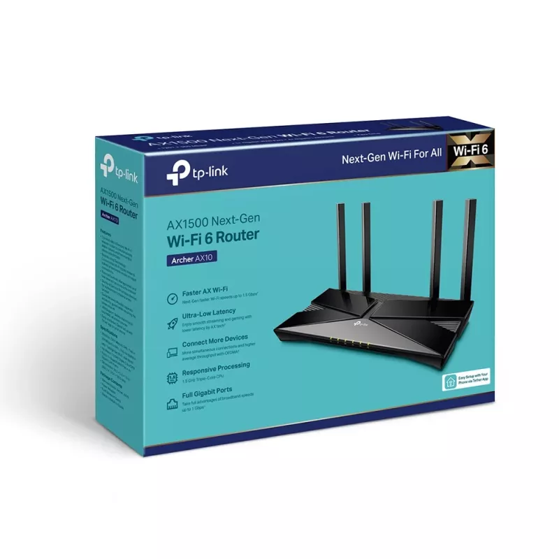 TP-Link Archer AX1500 Dual-Band Wi-Fi 6 Router, Schwarz