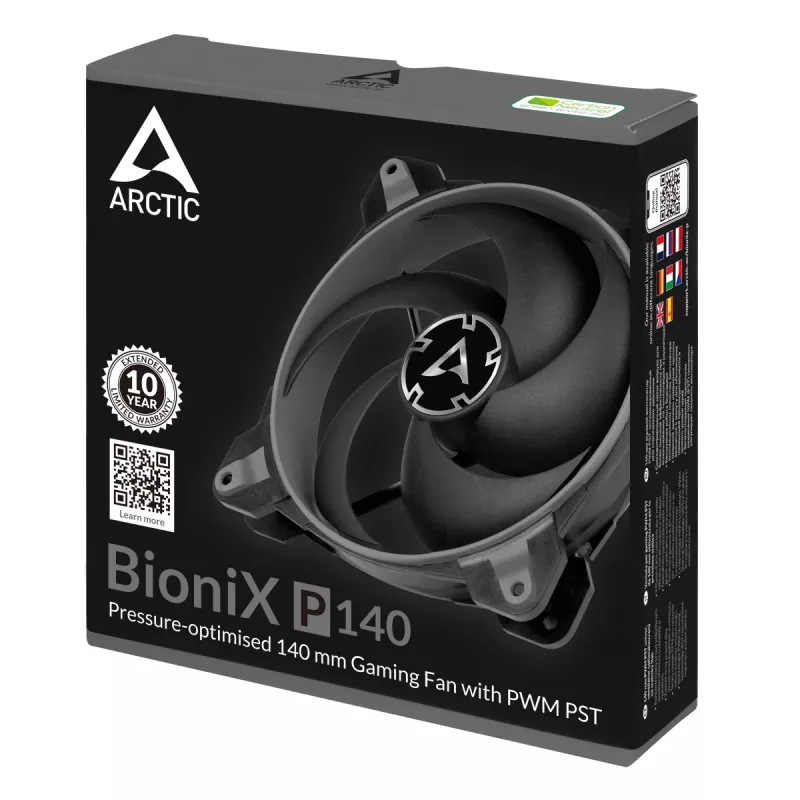 ARCTIC BioniX P140 (Grau) – Druckoptimierter 140-mm-Gaming-Lüfter mit PWM PST