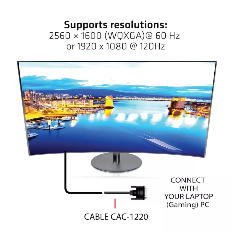 CLUB3D DVI-D Dual Link (24+1) Kabel bidirektional M/M 10m/32,8ft 28AWG