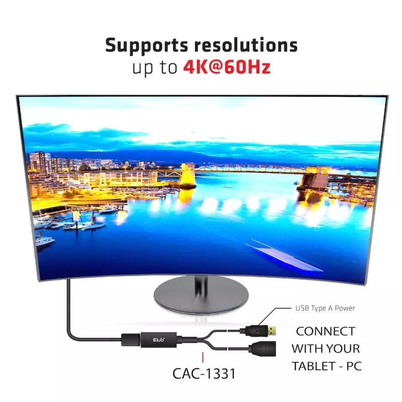 CLUB3D CAC-1331 Videokabel-Adapter 0,25 m HDMI DisplayPort Schwarz
