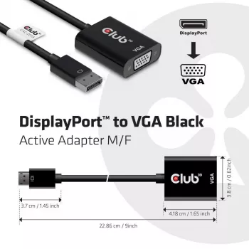 CLUB3D DisplayPort™ zu VGA Schwarz Aktiver Adapter M/F