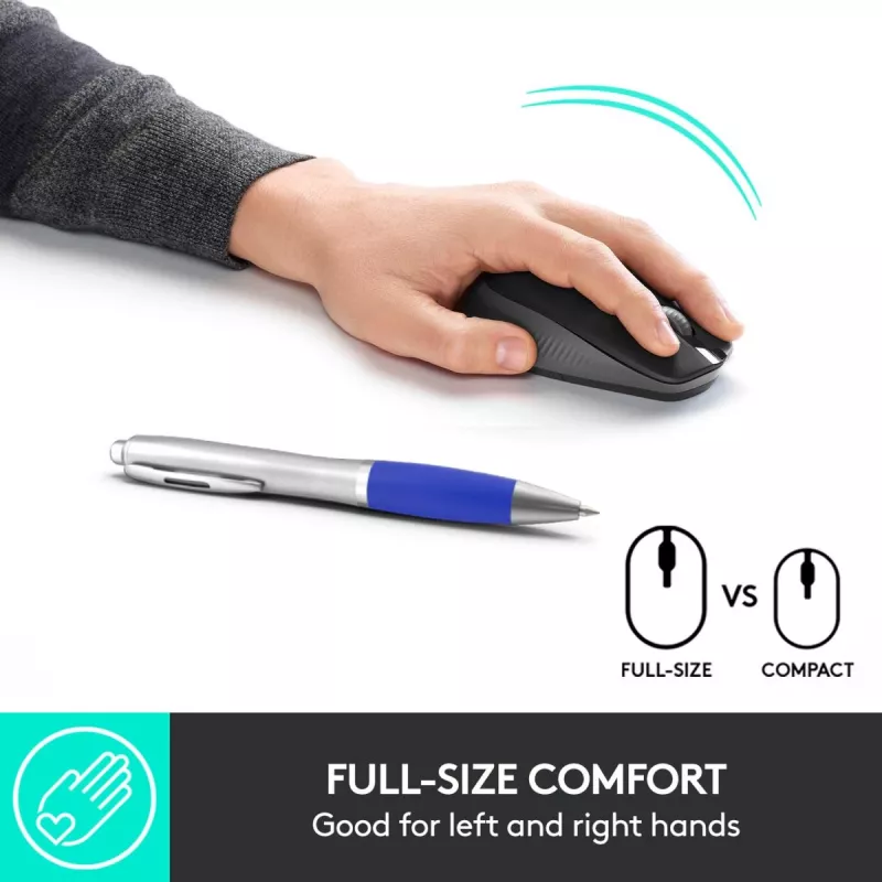 LOGITECH M190 Full-Size kabellose Maus Charcoal