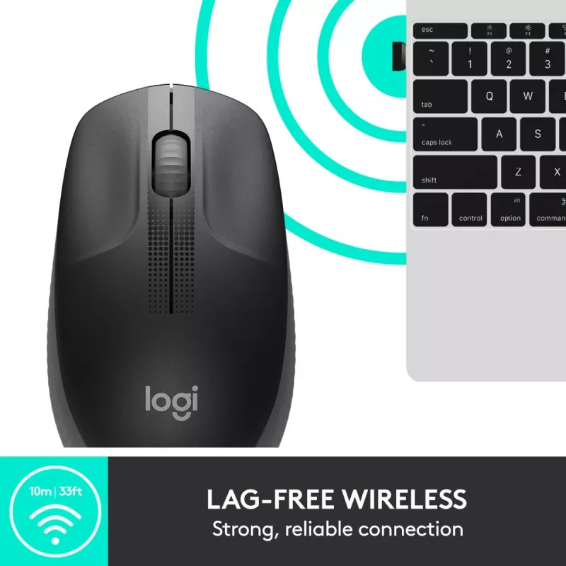 LOGITECH M190 Full-Size kabellose Maus Charcoal