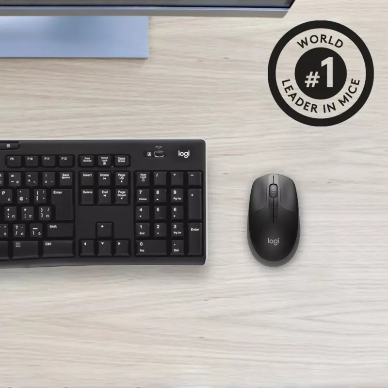 LOGITECH M190 Full-Size kabellose Maus Charcoal