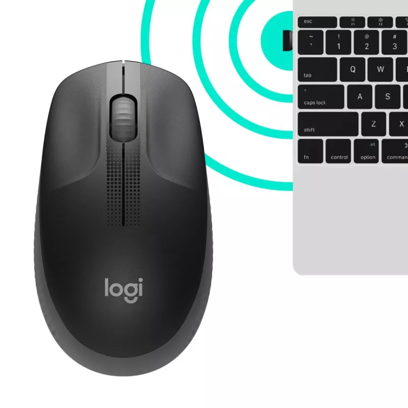 LOGITECH M190 Full-Size kabellose Maus Charcoal