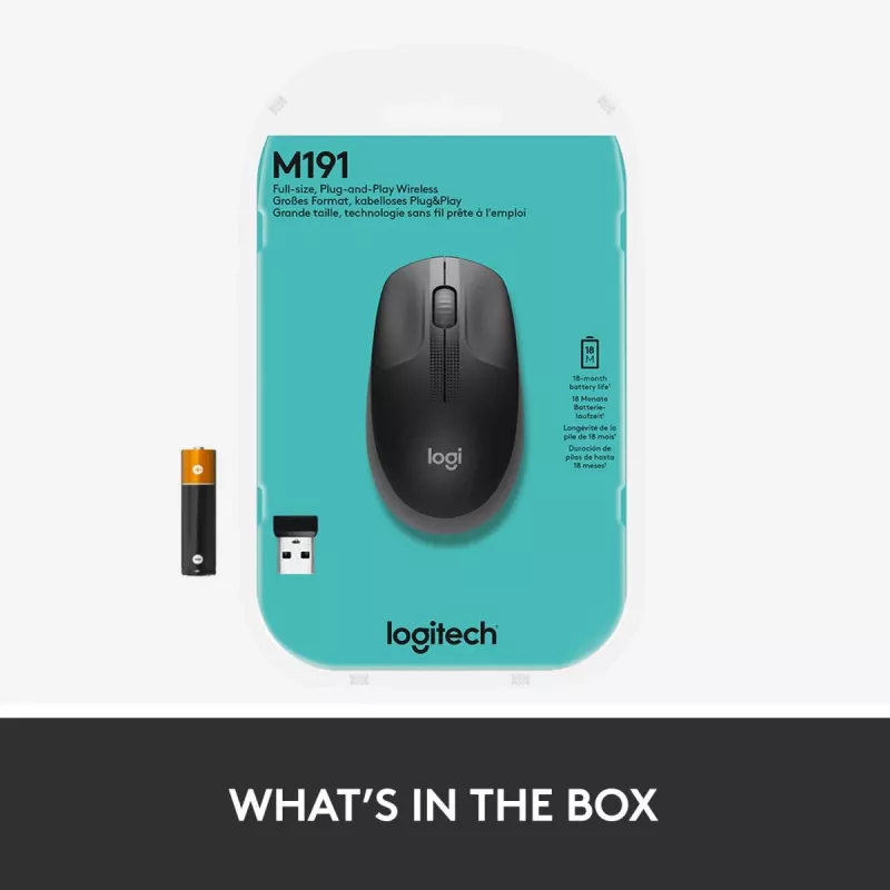 LOGITECH M190 Full-Size kabellose Maus Charcoal