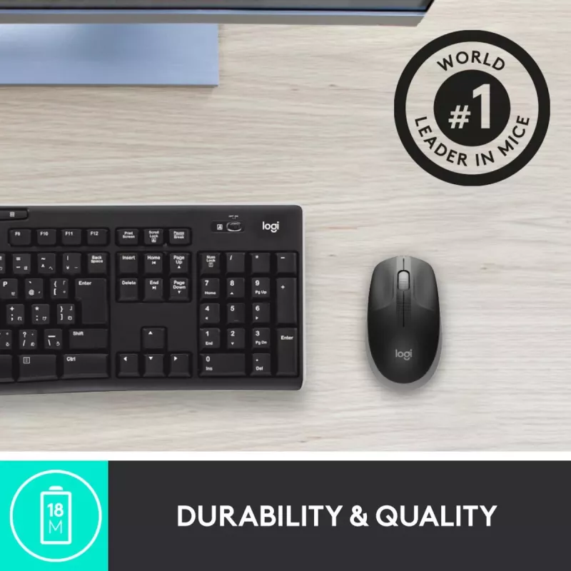LOGITECH M190 Full-Size Wireless Maus Mitternachtsgrau