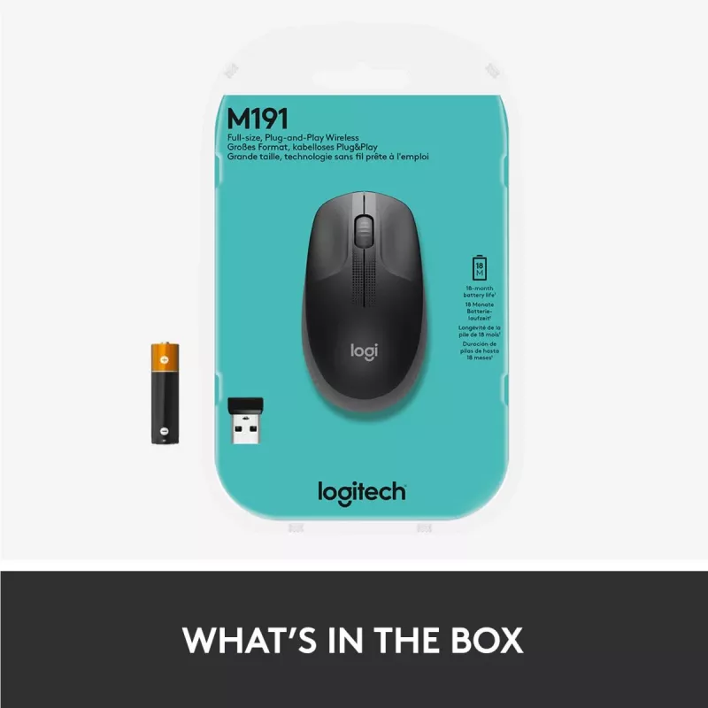 LOGITECH M190 Full-Size Wireless Maus Mitternachtsgrau