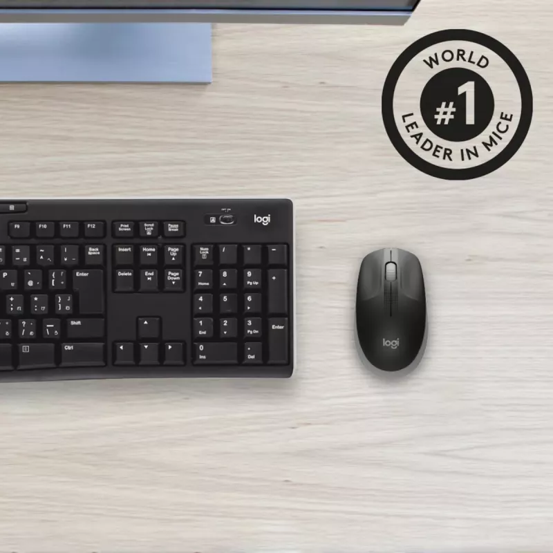 LOGITECH M190 Full-Size Wireless Maus Mitternachtsgrau