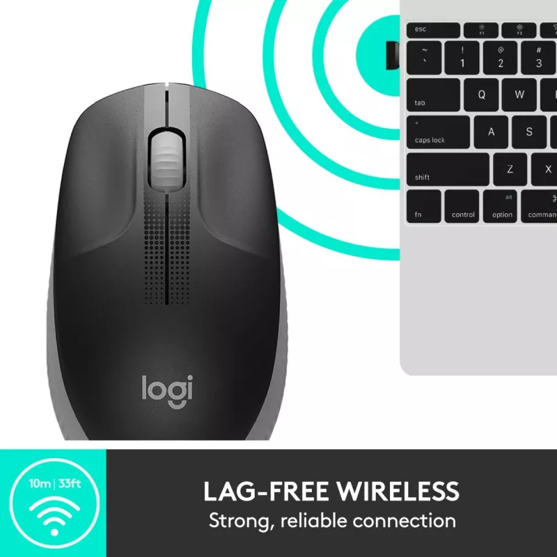 LOGITECH M190 Full-Size Wireless Maus Mitternachtsgrau