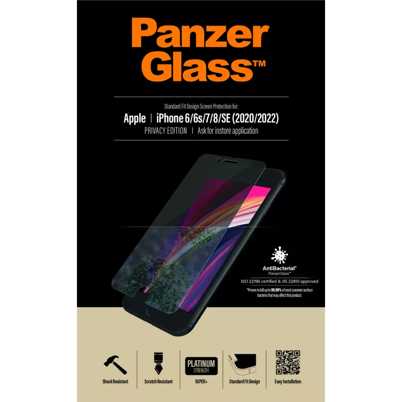 PanzerGlass ® Privacy Screen Protector iPhone SE (2020/2022) | 8 | 7 | 6 | 6s | Standard Fit