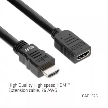 CLUB3D High Speed HDMI™ Verlängerungskabel 4K60Hz M/F 5m/16,4ft 26 AWG