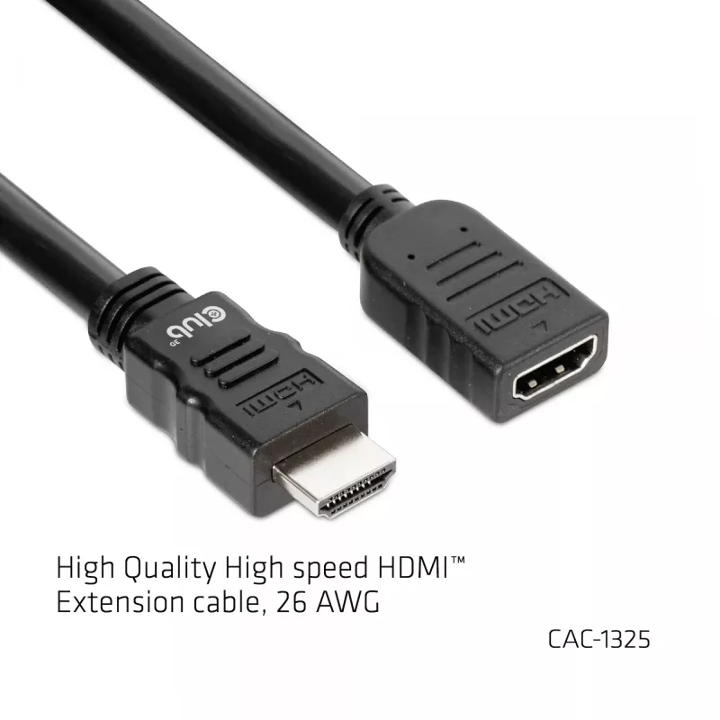 CLUB3D High Speed HDMI™ Verlängerungskabel 4K60Hz M/F 5m/16,4ft 26 AWG
