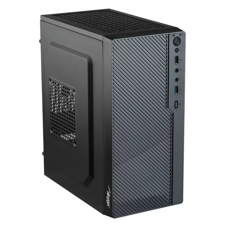 PC-Gehäuse Akyga AK36BK Micro Tower Schwarz — Micro Tower, unterstützt Flex-ATX/Mini-ITX/Micro-ATX, GPU max. 25 cm, CPU-Kühler max. 14 cm