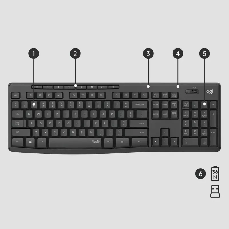 Logitech MK295 Silent Wireless Combo Tastatur RF Wireless QWERTY US International Schwarz