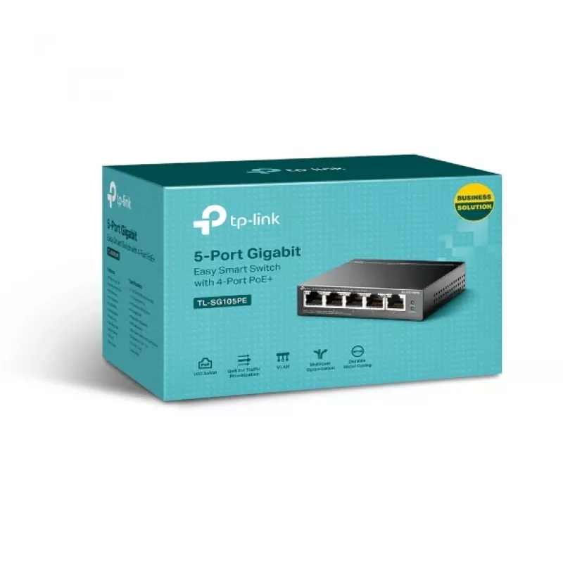 TP-Link 5-Port Gigabit Easy Smart PoE Switch mit 4-Port PoE+