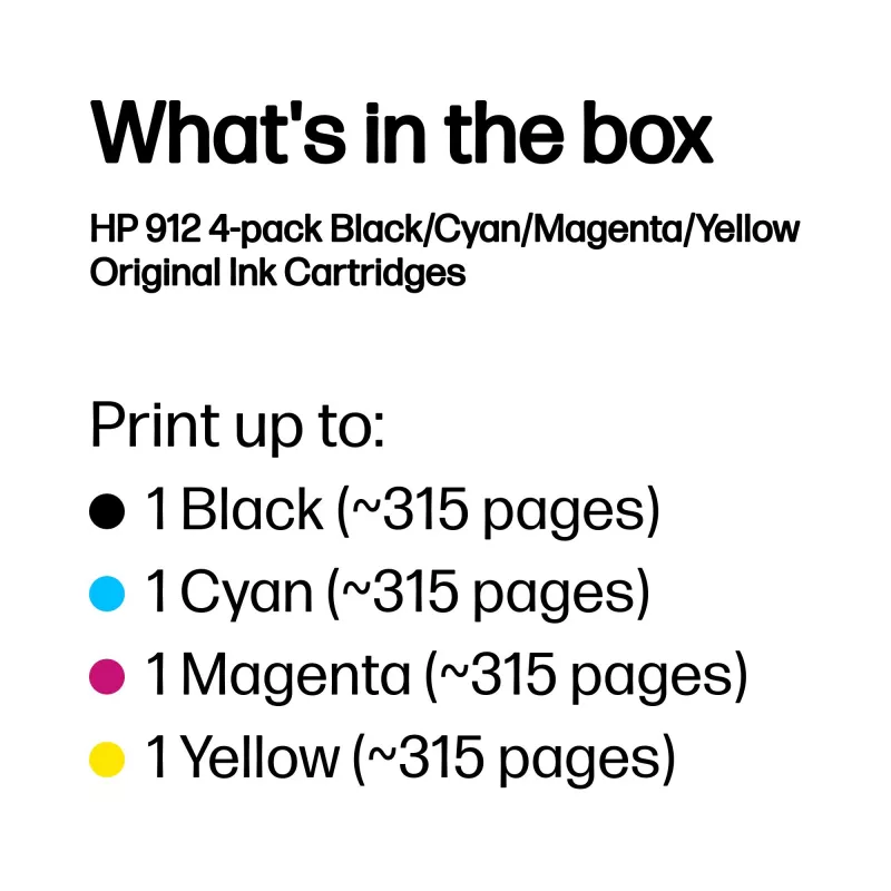 HP 912 4er-Pack Schwarz/Cyan/Magenta/Gelb Original Tintenpatronen