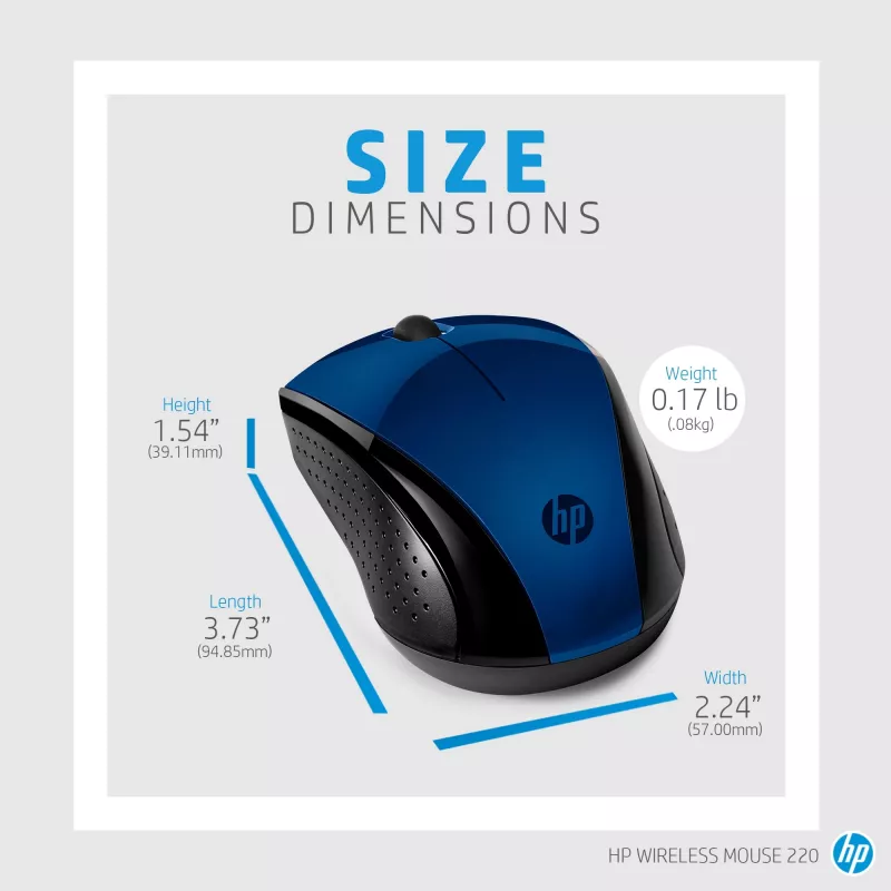 HP Wireless Mouse 220 (Lumiere Blue), beidhändig, RF Wireless, Blau