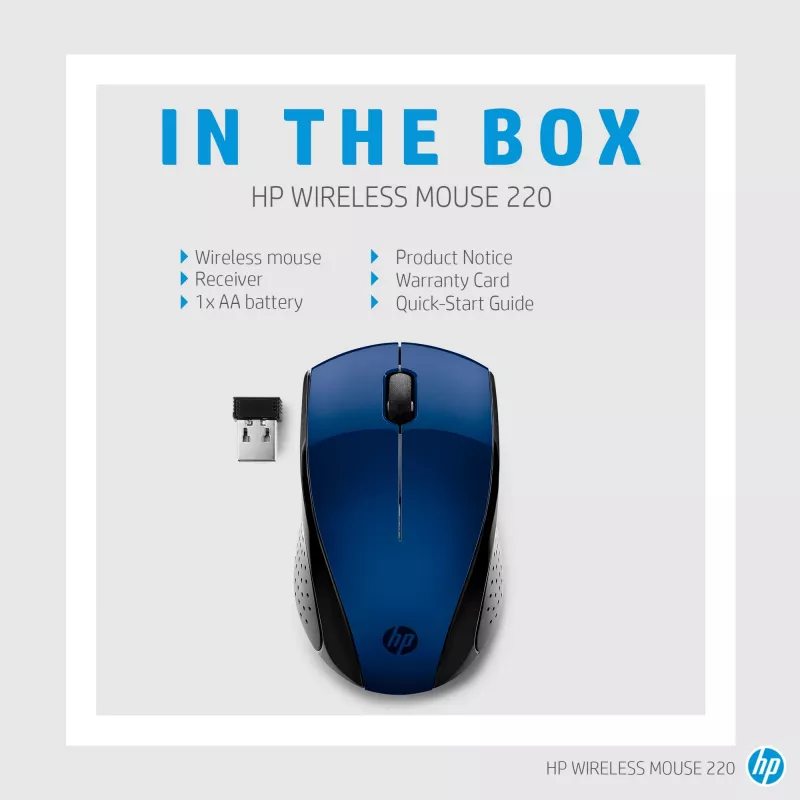 HP Wireless Mouse 220 (Lumiere Blue), beidhändig, RF Wireless, Blau