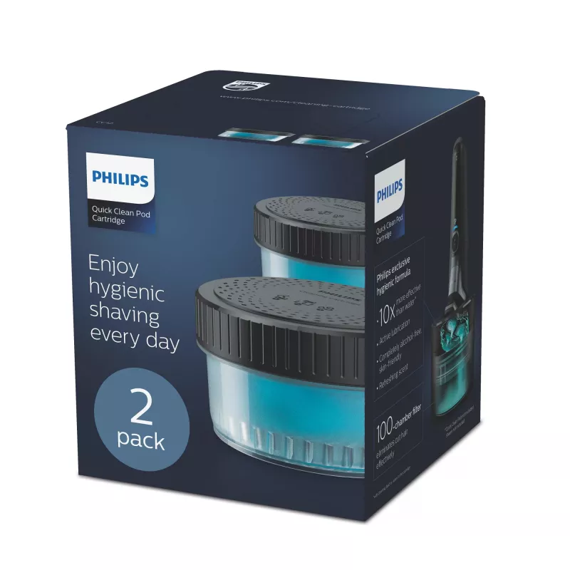 Philips Quick Clean Pod Kartusche CC12/50 2er-Pack Reinigungskartuschen für elektrische Rasiererköpfe