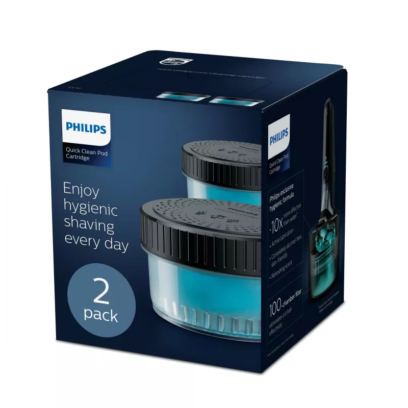 Philips Quick Clean Pod Kartusche CC12/50 2er-Pack Reinigungskartuschen für elektrische Rasiererköpfe