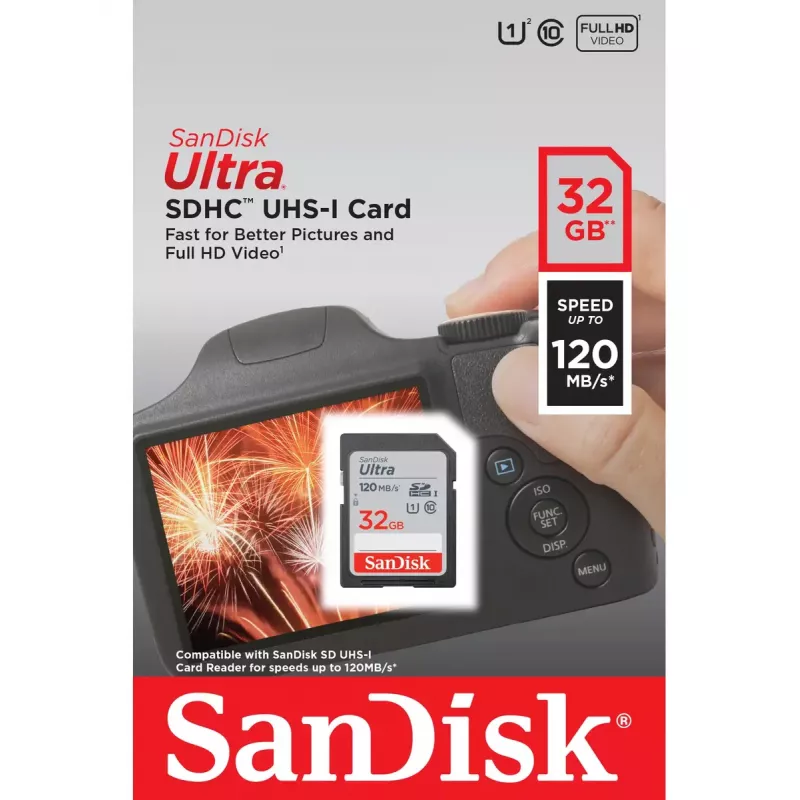WESTERN DIGITAL SanDisk Ultra 32GB SDHC-Speicherkarte Klasse 10 UHS-I 120MB/s (SDSDUN4-032G-GN6IN)