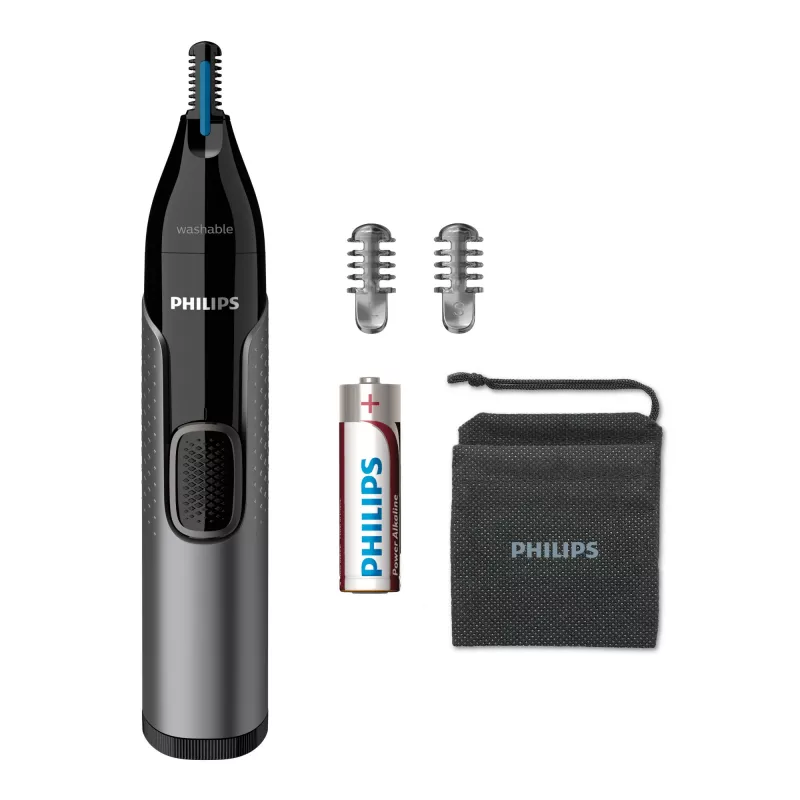 Philips Serie 3000 Nasentrimmer Serie 3000 NT3650/16 waschbarer Nasen-, Ohren- und Augenbrauentrimmer mit 2 Kammaufsätzen