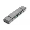 DIGITUS Combo Card Reader Hub (USB-C+USB 3.0) 1x SD, 1x MicroSD, 1x USB 3.0, grau