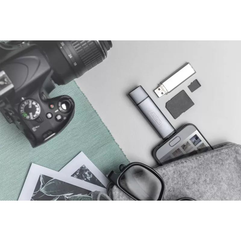 DIGITUS Combo Card Reader Hub (USB-C+USB 3.0) 1x SD, 1x MicroSD, 1x USB 3.0, grau
