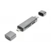 DIGITUS Combo Card Reader Hub (USB-C+USB 3.0) 1x SD, 1x MicroSD, 1x USB 3.0, grau