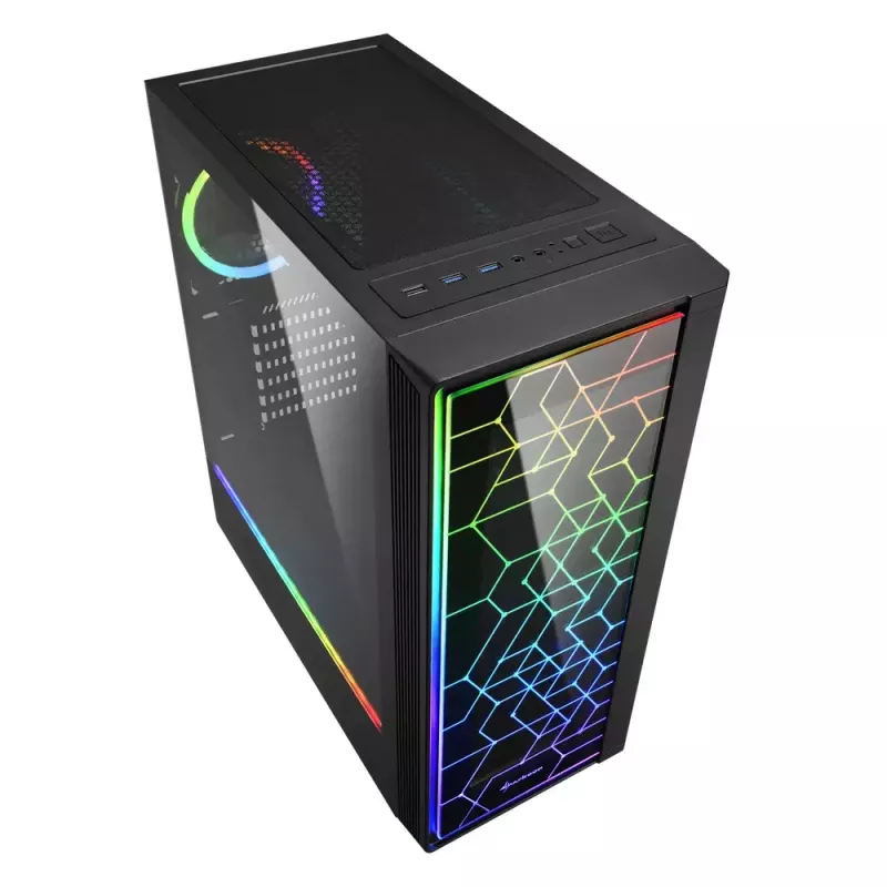 PC-Gehäuse Sharkoon RGB LIT 100 Midi Tower Schwarz