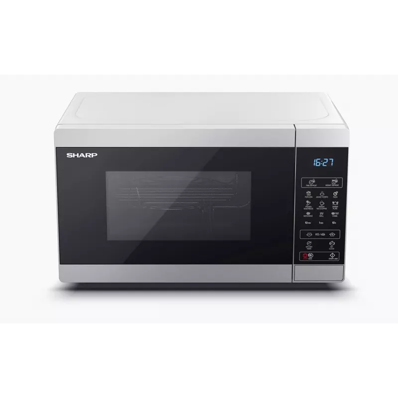 Sharp YC-MG02E-S Mikrowelle Schwarz, Stahl Kombinationsmikrowelle Arbeitsplatte 20 l 800 W
