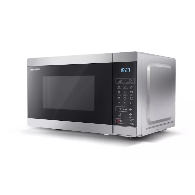 Sharp YC-MG02E-S Mikrowelle Schwarz, Stahl Kombinationsmikrowelle Arbeitsplatte 20 l 800 W
