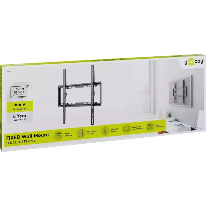 Goobay TV-Wandhalterung Basic FIXED (M) 35 kg 32-55 Zoll VESA 200-400 mm