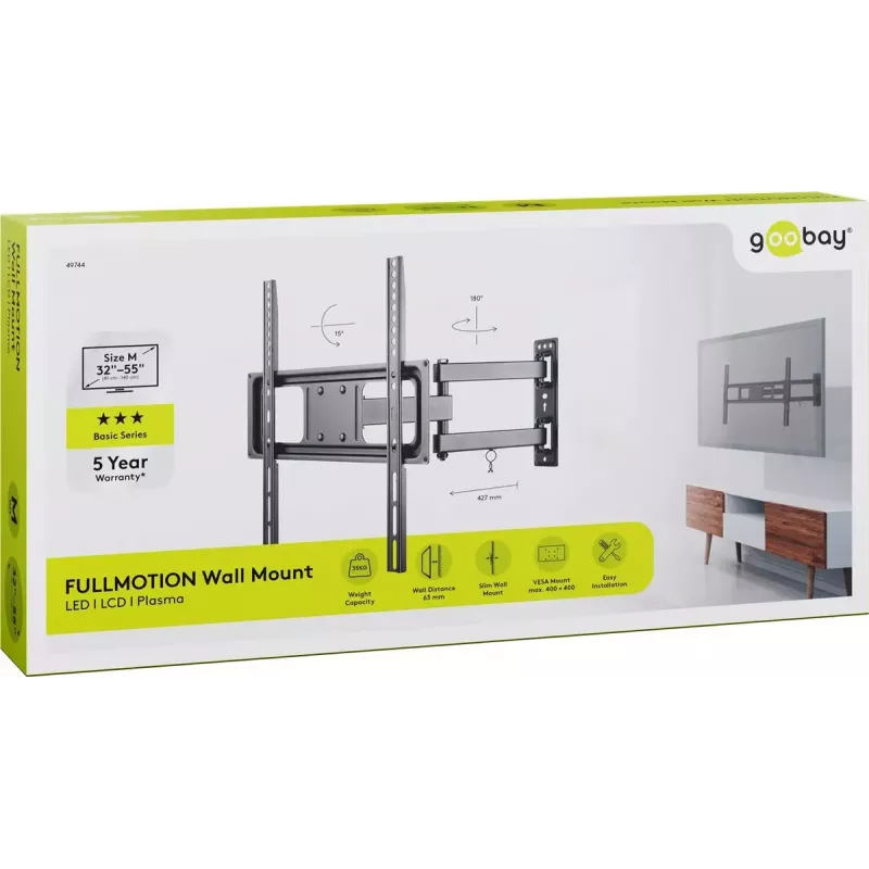 Goobay TV-Wandhalterung Basic FULLMOTION M 35 kg 32-55 Zoll