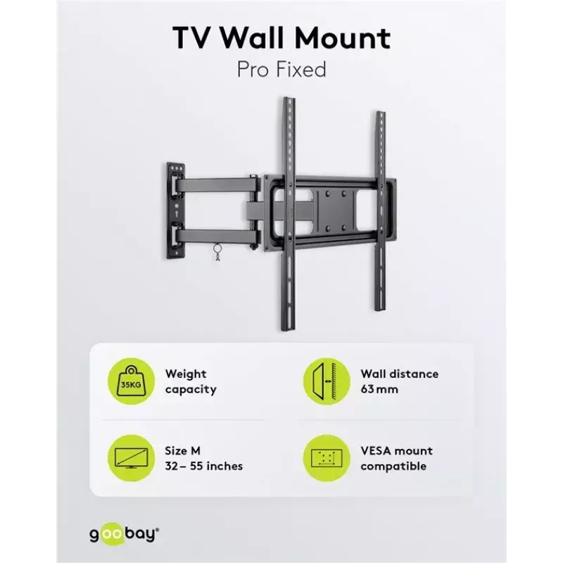 Goobay TV-Wandhalterung Basic FULLMOTION M 35 kg 32-55 Zoll