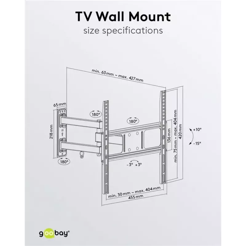 Goobay TV-Wandhalterung Basic FULLMOTION M 35 kg 32-55 Zoll