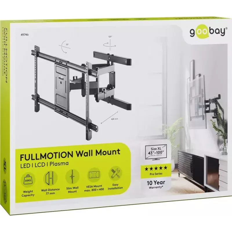 Goobay TV-Wandhalterung Pro FULLMOTION (XL) 60 kg 43–100 Zoll