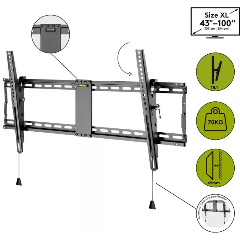 Wentronic Pro TILT (XL) 2,54 m (100 Zoll) Schwarz TV-Halterung 70 kg