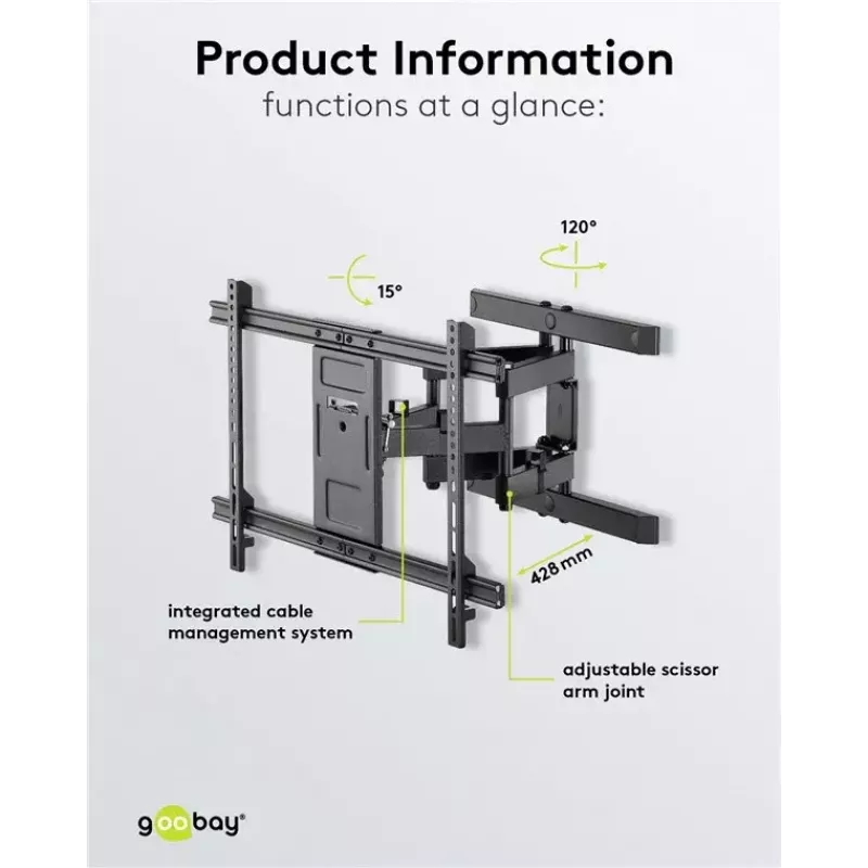 Goobay TV-Wandhalterung Pro FULLMOTION (L) 60 kg 37–70 Zoll