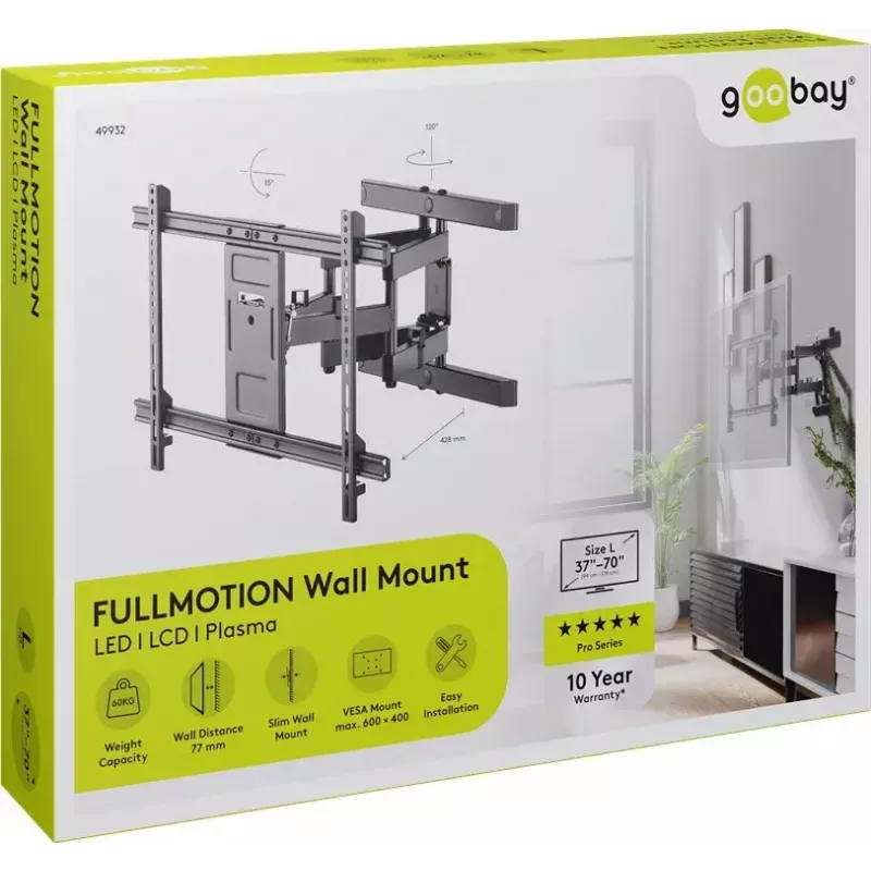 Goobay TV-Wandhalterung Pro FULLMOTION (L) 60 kg 37–70 Zoll