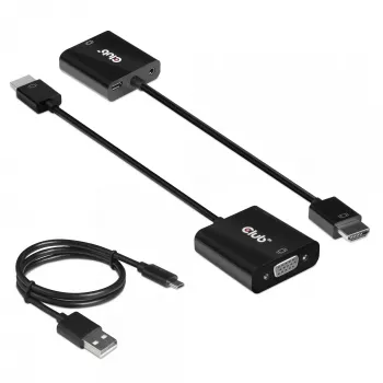 CLUB3D CAC-1302 Videokabeladapter 0,5 m HDMI Typ A (Standard) VGA (D-Sub) Schwarz