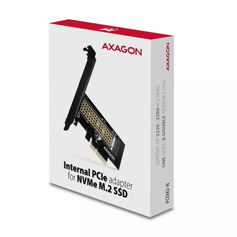AXAGON ECO PCEM2-N PCIE NVME M.2 Adapter Interner Adapter PCI-Express x4 zum Anschluss einer NVMe M.2 SSD-Festplatte an den Computer