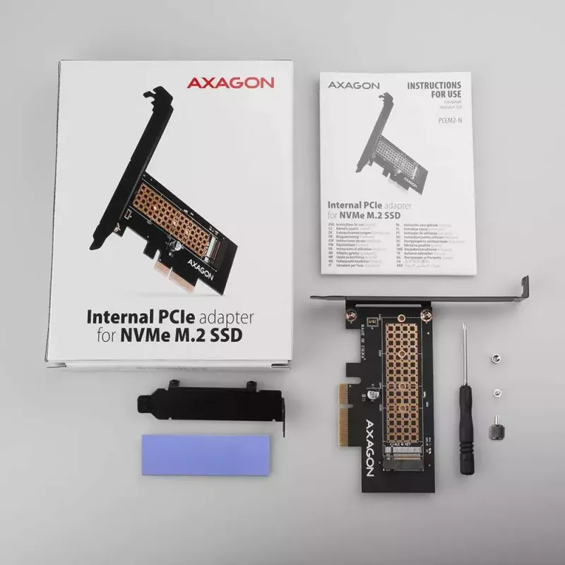 AXAGON ECO PCEM2-N PCIE NVME M.2 Adapter Interner Adapter PCI-Express x4 zum Anschluss einer NVMe M.2 SSD-Festplatte an den Computer