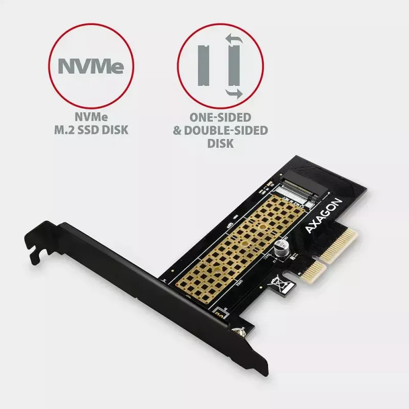 AXAGON ECO PCEM2-N PCIE NVME M.2 Adapter Interner Adapter PCI-Express x4 zum Anschluss einer NVMe M.2 SSD-Festplatte an den Computer