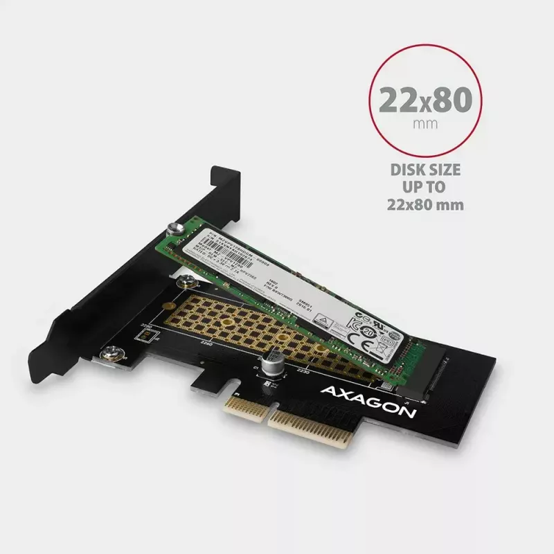 AXAGON ECO PCEM2-N PCIE NVME M.2 Adapter Interner Adapter PCI-Express x4 zum Anschluss einer NVMe M.2 SSD-Festplatte an den Computer