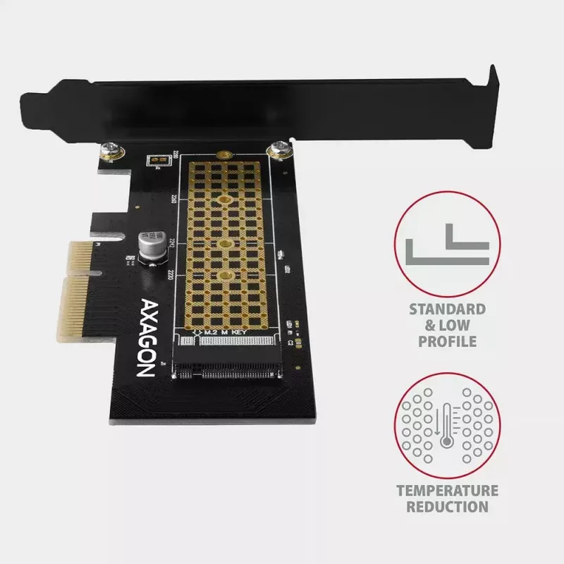 AXAGON ECO PCEM2-N PCIE NVME M.2 Adapter Interner Adapter PCI-Express x4 zum Anschluss einer NVMe M.2 SSD-Festplatte an den Computer