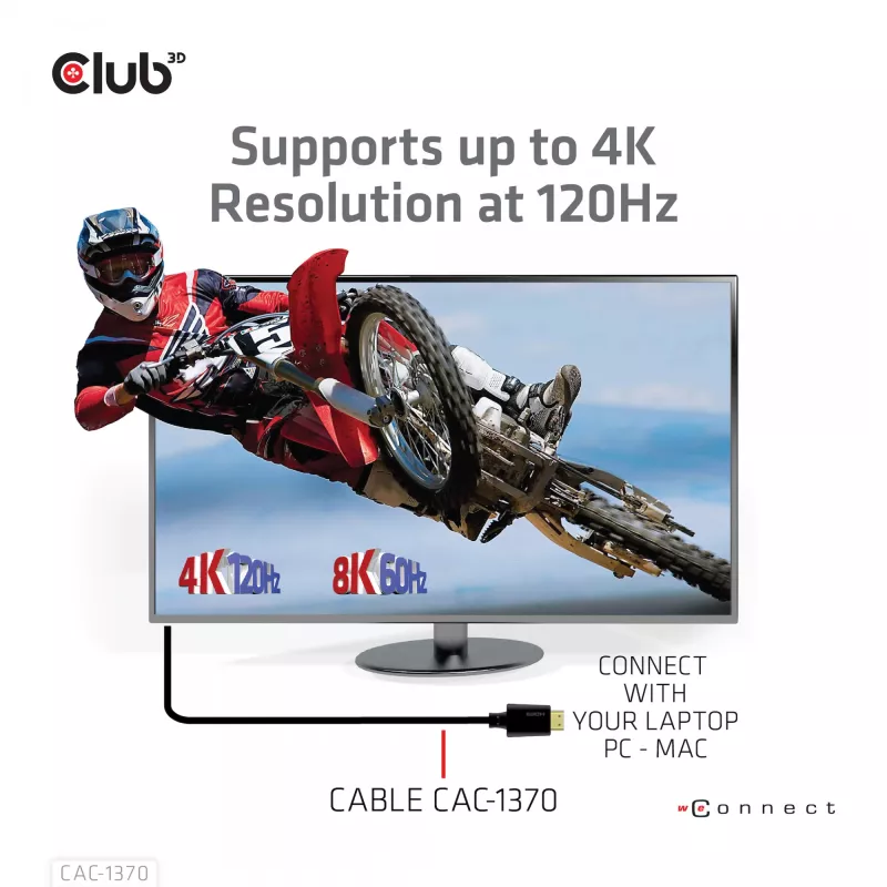 CLUB3D Ultra High Speed HDMI 4K120Hz, 8K60Hz Certified Cable 48Gbps M/M 1,5 m/4,92 ft